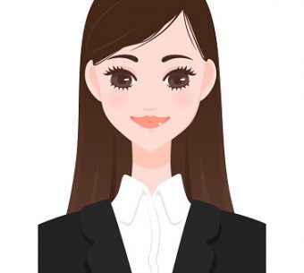 Illustration of a young woman in a suit, ID photo size.